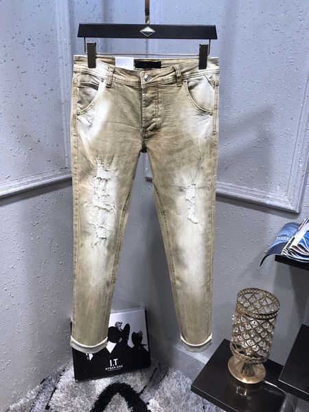 

new arrivals classic style mens designer jeans multiple washed super los angeles street fashion slim motorcycle biker jeans us size 29-40, Blue