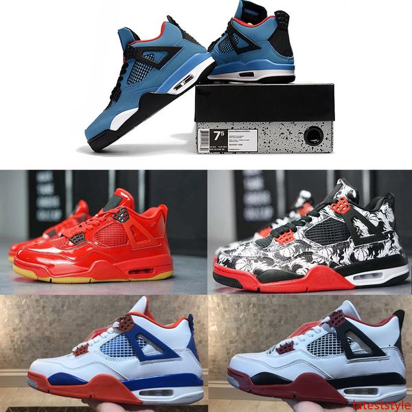 

4s basketball shoes for men desiger tattoo lava black laser travis scotts cactus black white jack cement size 4 0-46