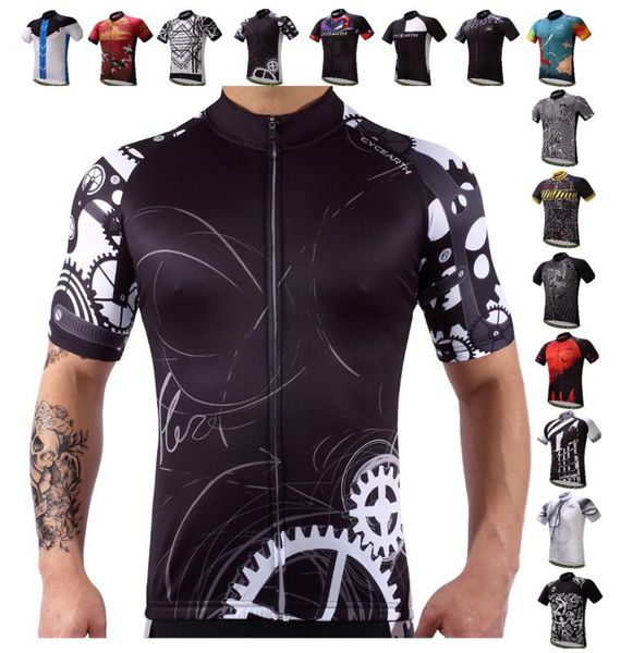 

pro quick dry cycling jersey summer short sleeve mtb bike cycling clothing ropa bicycle clothes 17 styles, Black;red