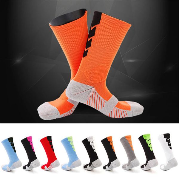 

thicker sport towel bottom basketball training socks 16 colors breathable anti-slip riding fitness knee-high sock compression socks jy828, Pink;yellow