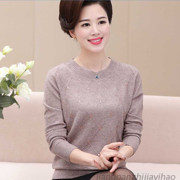 

new elderly women sweater long sleeves loose mother loaded wool autumn middle-aged sweater cardigan, White;black