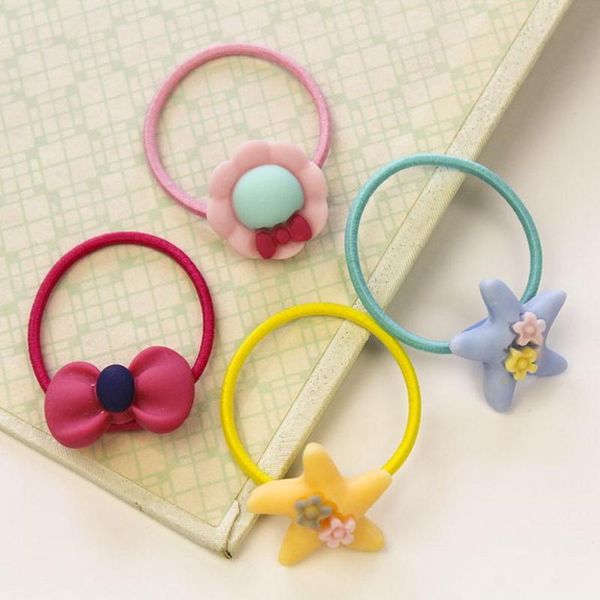 

50bag 100pcs/bag frosted elastic rubber hair bands girls floral ponytail holders headband cartoon mixing elastic hair rings, Slivery;white