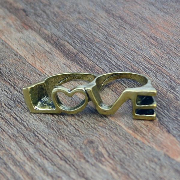 

bronze retro love shape rings for vintage women bohemian party jewelry, Golden;silver