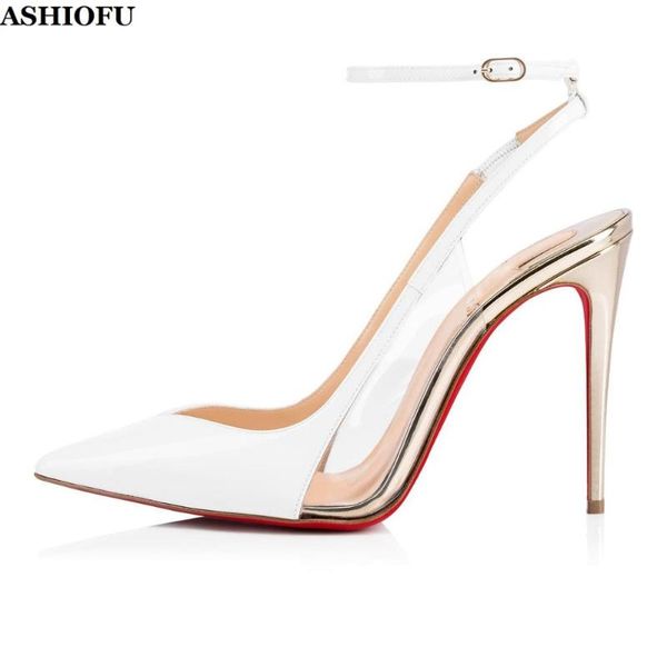 

ashiofu new sale handmade ladies high heel pumps faux-pvc party prom dress shoes slingback evening fashion pumps court shoes, Black