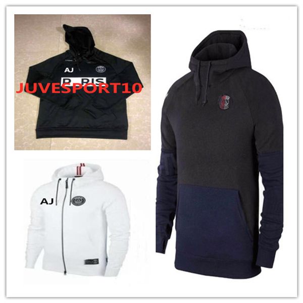 

19 20 mbapp soccer hoodie jacket kit footbaii tracksuit isco pogba cavani psg hoodie training suit da calcio football jackets sweatshirt, Black