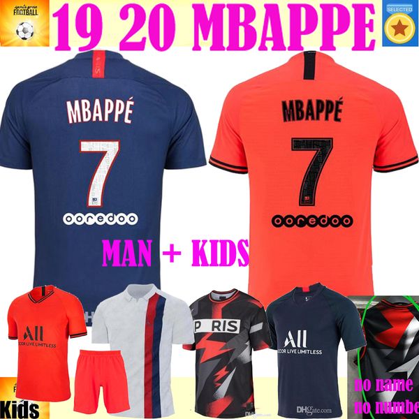 

19 20 psg fourth mbappe soccer jersey 2019 2020 paris marquinhos gana jersey camisetas football kit champions shirt men kids sets, Black;yellow