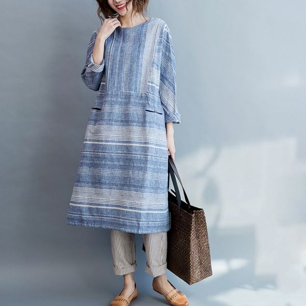

2020 new spring maternity dress woman striped loose version large size dresses pregnant woman clothing md-02380, White