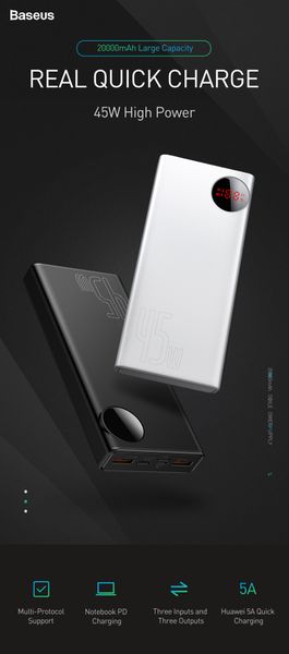 

baseus 20000mah power bank usb pd fast charging powerbank for iphone 11 pro max xiaomi quick charge 4.0 3.0 external battery