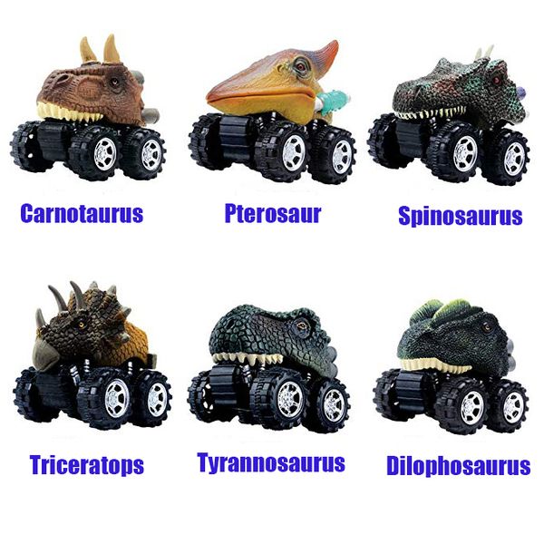 6 Paquetes Tire hacia atrás del Auto Coche de Juguete Pull Back Car Dinosaur Car Toys para Niños Regalo de cumpleaños Coches y figuras Coches Dinosaurios Dinosaurios y criaturas prehistóricas Muñecos y