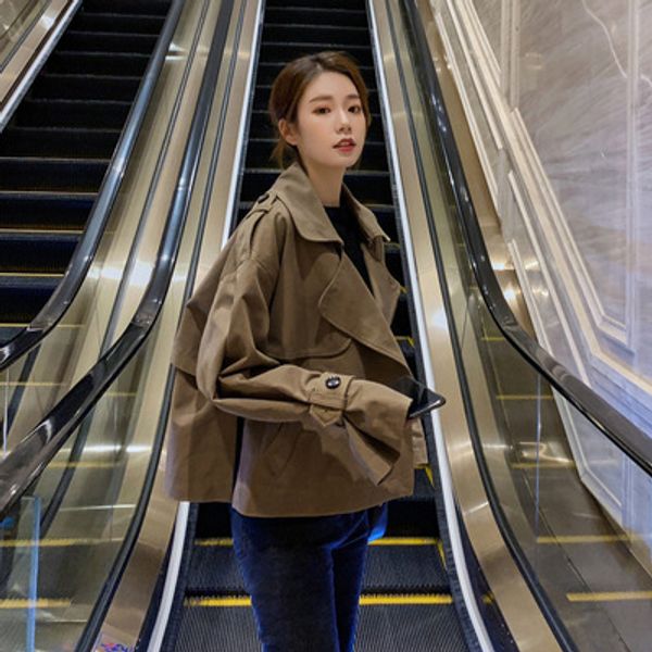 

women spring autumn fashion cargo loose jackets female solid women jackets single breasted casual streetwear clothing, Black;brown