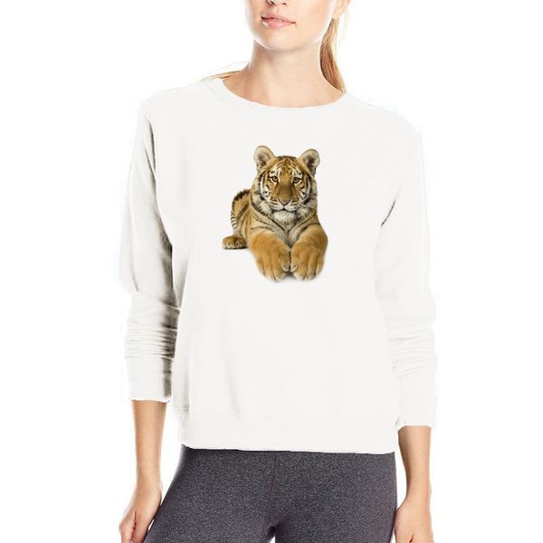 

3d tiger printing sweatshirt long sleeve cotton streetwear fashion kpop hoodies women sale cotton clothes sweat femme, Black