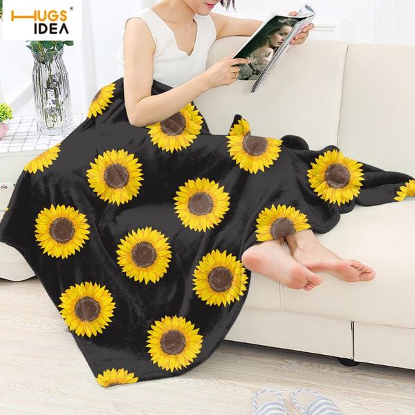 

hugsidea желтый подсолнух печати throw одеяло диван декоративное желтый цветок цветочный хлопок кровать / диван spread keep warm крышку