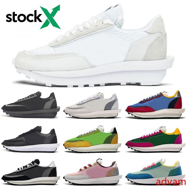 

sacai ldv ld waffle stock x men women running shoes ldwaffle black white nylon varsity bblue outdoor mens trainers sports sneakers runners
