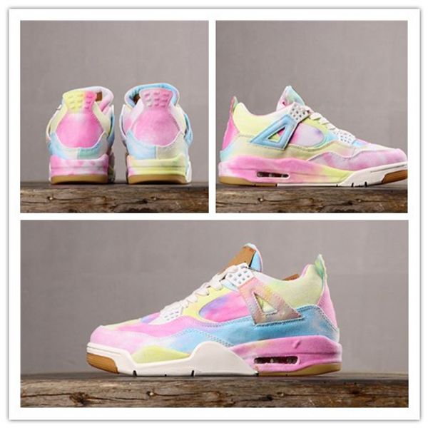 

new arrival jumpman denim 4 jeans basketball shoes mens white rainbow sports sneakers good quality multicolor men athletic trainer, White;red