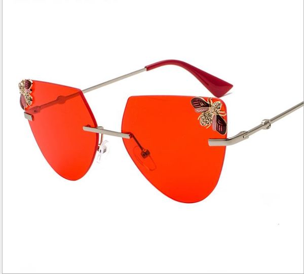 

borderless diamond trimming ladies sunglasses european and american style retro sunglasses glasses, White;black