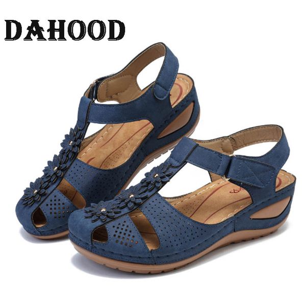 

dahood personality women's sandals 2019 strap comfor casual hollow round toe ladies summer shoes soft female wedge sandals, Black