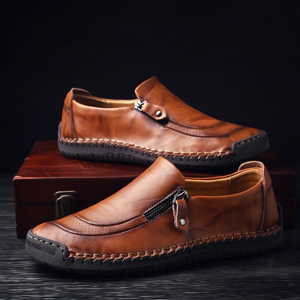 

classic comfortable men's casual shoes quality men's shoes leather flat fashion trend dress, Black