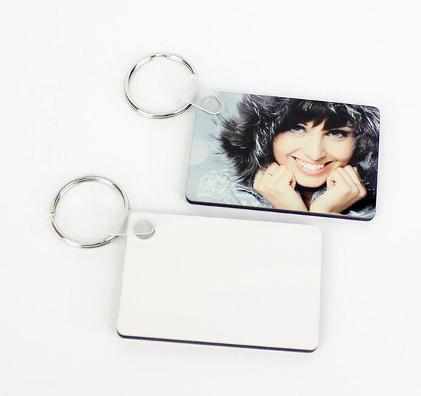 

20pcs sublimation blank mdf rectangl wooden keychain thermal transfer print design picture personality advertising custom gift for bag parts, Black