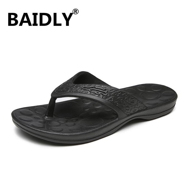 

summer casual men's flip flops flat sandals shoes men flip flops beach sandals shoes outside, Black