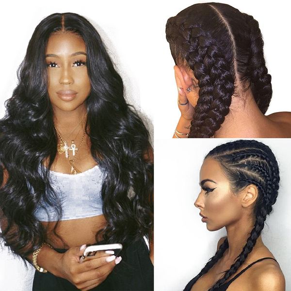

250 den ity pre plucked full lace human hair wig for women black brazilian gluele full lace body wave wig
