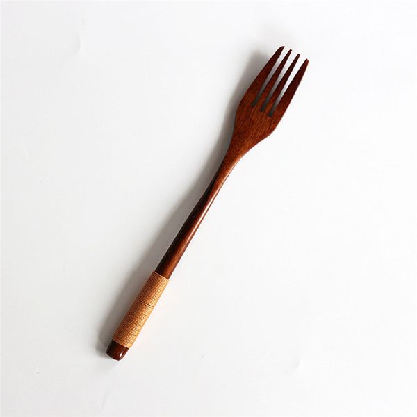 

11.11 2pc western tableware wood fork spoon dessert fruit serving children food utensi