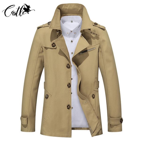 

new brand classic fashion casual business men's trench coat england single-breasted short trenchcoat mens slim fit plus size 5xl, Tan;black