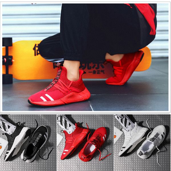 

39-44 running shoes triple red white black net surface comfortable gym athletic fashion designer trainers men women sport sneakers, White;red
