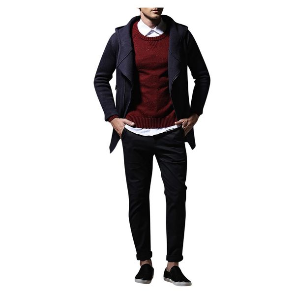 

knitted warm cardigan sweaters man solid color knitwear plus size m-2xlindividuality mens zipper sweater autumn winter pullover, Black;brown