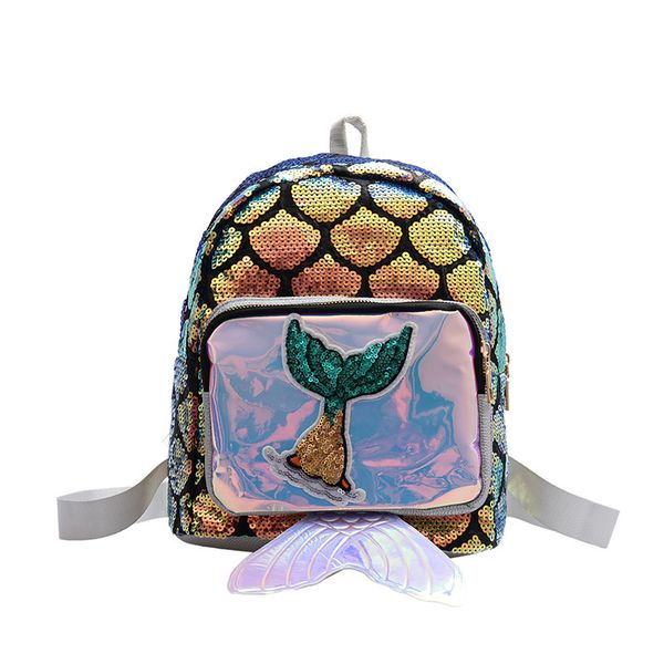 

fashion fish scale sequins backpack tide girls new laser mermaid backpack student bag wild bag