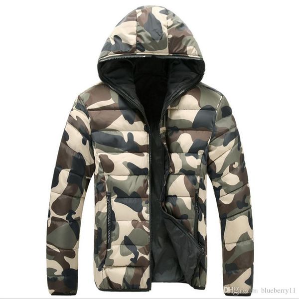 

warm camouflage jacket men winter hooded overcoat fashion male college coat green blue men casual jackets, Black;brown