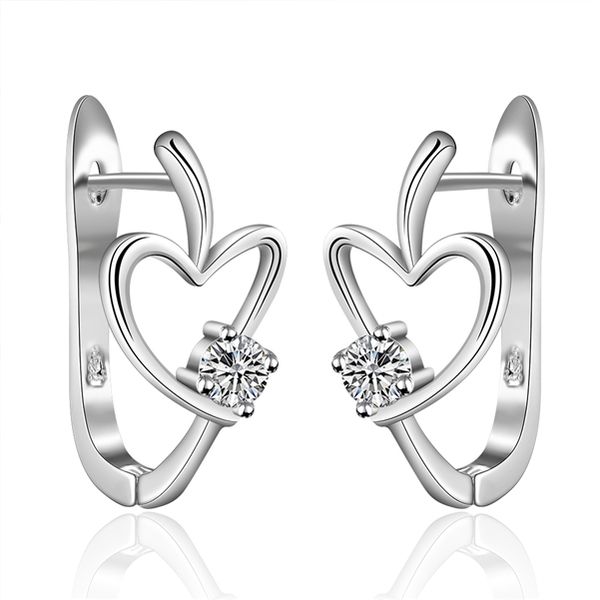 

plated sterling silver heart shaped zircon ear hooks earrings djse603 size 2.6x1.2cm ;women's 925 silver plate ear cuff jewelry earring