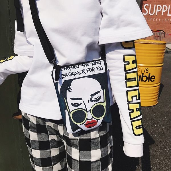 

purfay женщины холщовый мешок телефона пакет ladies плеча печать на холсте crossbody сумки bolsos