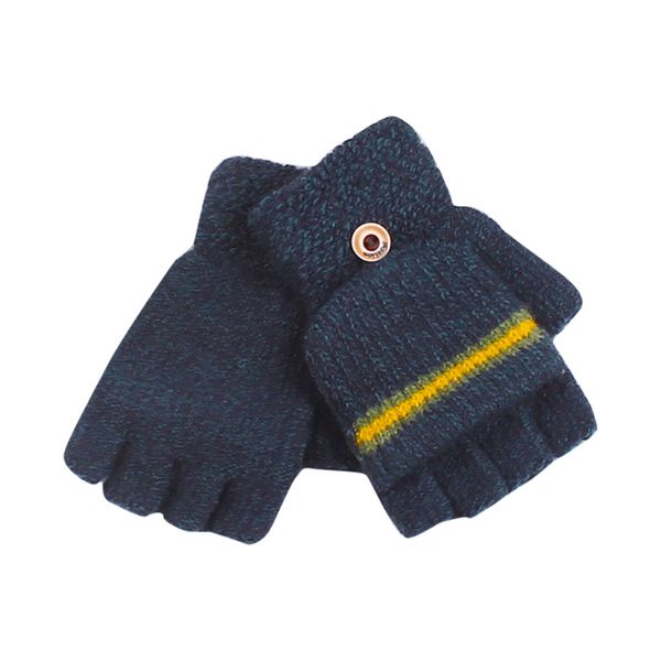 

exposing fingers patchwork button gloves driving ski mobile phone warm gloves panelled polyester fingerless luvas #w, Blue;gray