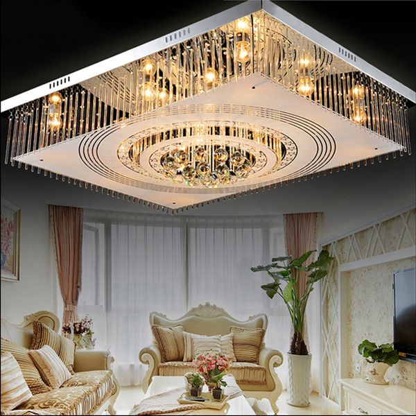 

simple modern k9 crystal ceiling light large rectangular crystal ceiling lamp living room bedroom restaurant lighting home chandelier