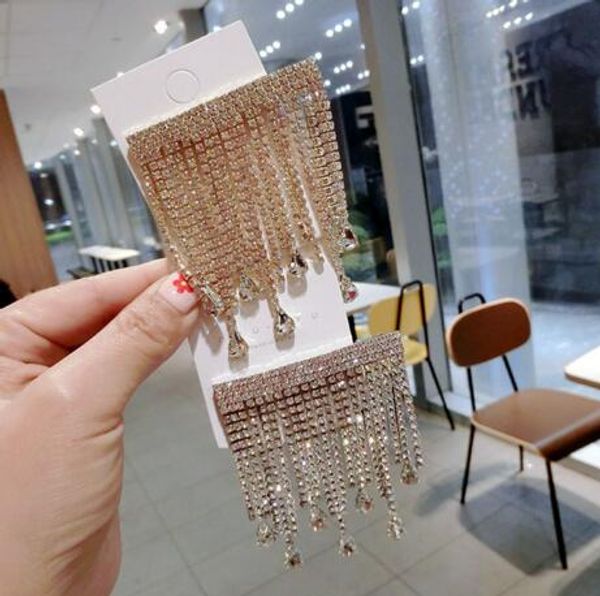 

2019 korea statement rhinestone crystal alloy luxury tassel brooches for women wedding bridal party round bouquet brooch, Gray