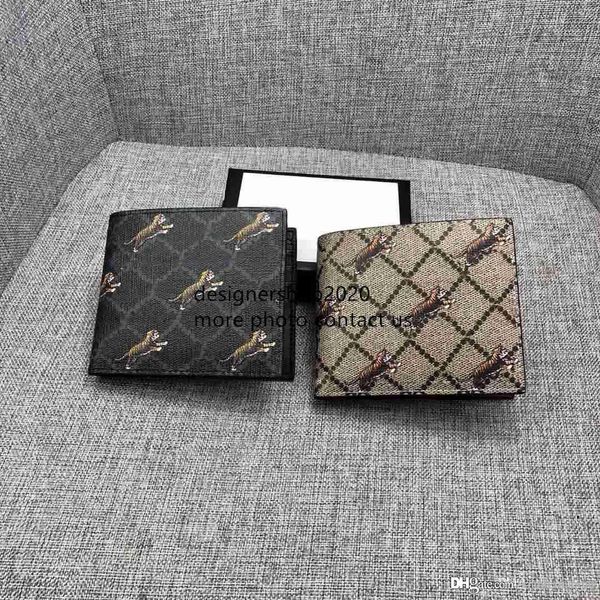 

2019 brand short wallet leather tiger men's clutch bag luxury designer card bag wallet classic pocket 451268, Red;black