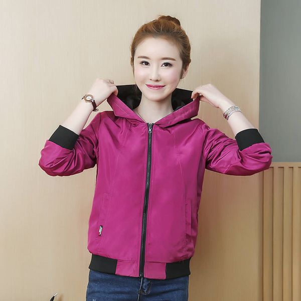 

streetwear hooded reversible coat fashion basic bomber jacket women spring plus size casual bomber jackets female chaqueta mujer, Black;brown