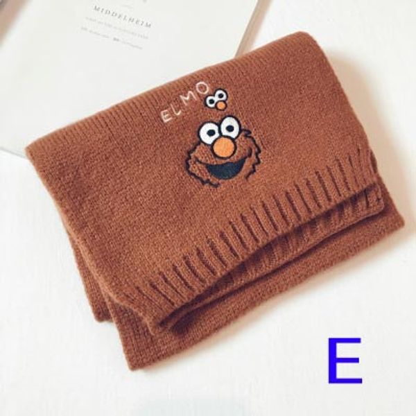 

children designer embroidered cartoon scarf kids cute thermal scarf boys and girls solid color scarfs child fashion casual scarfs sale, Red;brown