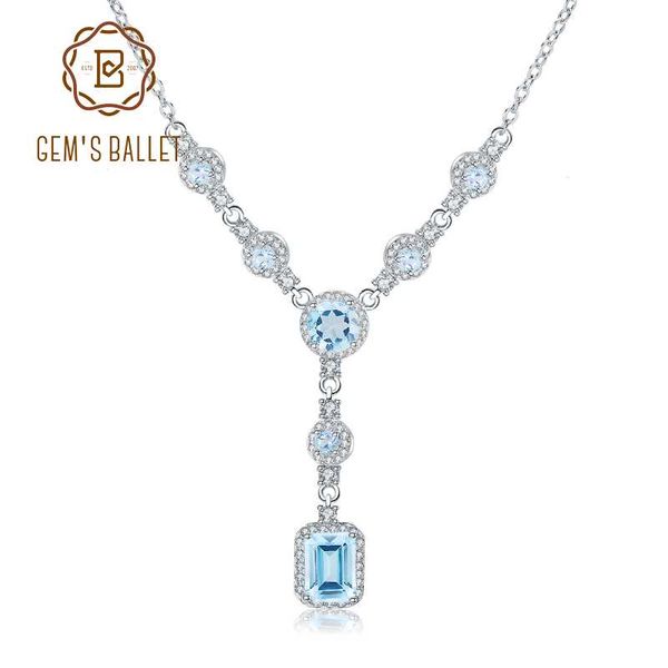 

gem's ballet luxury 3.77ct natural sky blue z gemstone 925 sterling silver pendant necklace for women wedding fine jewelry