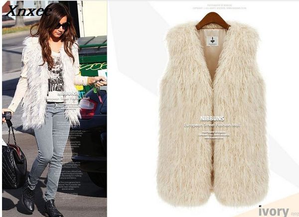

2018 new fsahion mongolia sheep fur vest women faux fur vest faux coat colete feminino black/beige xnxee