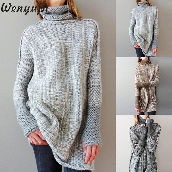 

wenyujh fashion womens autumn winter long sleeve turtleneck loose sweater ladies casual solid front knot knit sweater shirt, White;black