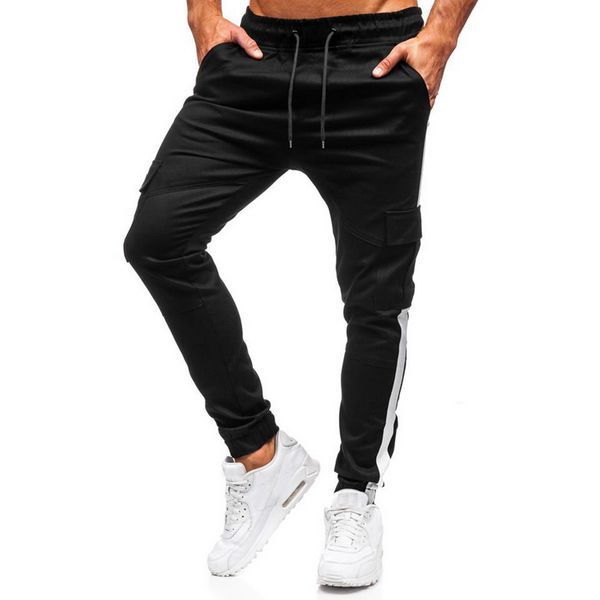 

mjartoria 2020 casual skinny pants mens joggers sweatpants fitness workout brand track pants new autumn male fashion trousers, Black