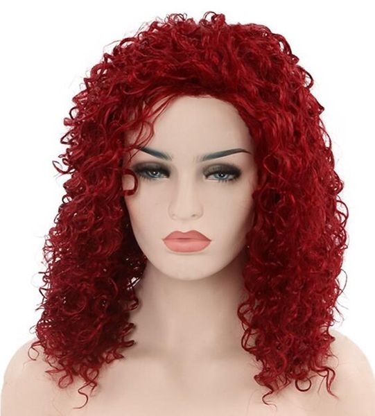 Medium Fashion Curly Wig Black Brown Wine 50 Cm Synthetic Hair Wigs ...