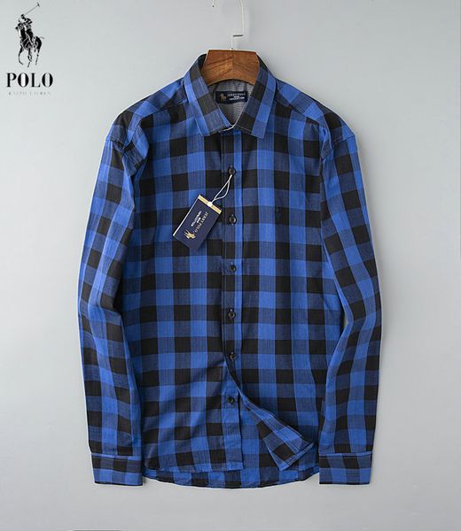 

luxury mens designer shirt lauren fashion ralph pony logo brand shirt wild large plaid color cotton comfortable business shirt, White;black