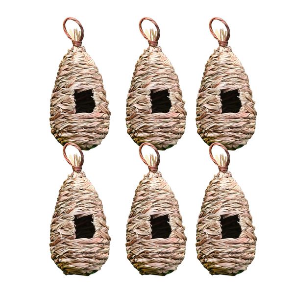 

pack of 6 handwoven straw bird nesting box, grass bird nests for home gardening decor