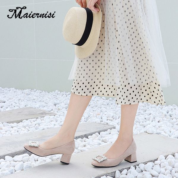 

maiernisi women pumps high heels ladies shoes elegant pointed toe wedding female shoes pearl decoration office women, Black