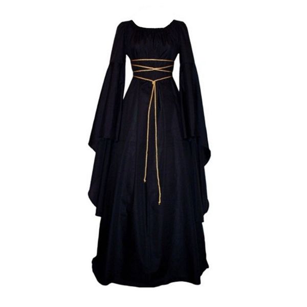 

Women Medieval Vintage Victorian Renaissance Gothic Costume Ball Gown Long Sleeve Floor-Length Dress H7