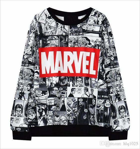 

2016 women's hoodies marvel moletom hoodie sweatshirt tracksuit harajuku black female sweatwear ing