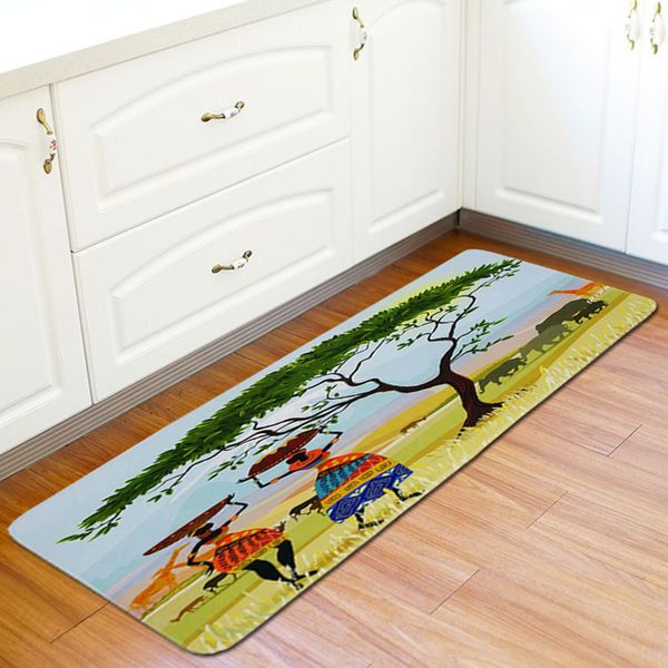 

honlaker 55x160cm african woman long mat kitchen decoration mat non-slip absorbent kitchen rug entrance door