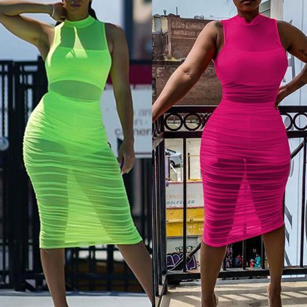 

sexy women summer sheer перспектива плиссированные bodycon платье party club длинное платье, White;black
